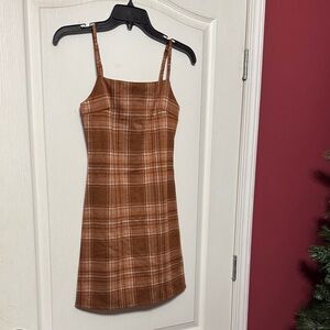 Altar'd State Brown Plaid Mini Dress